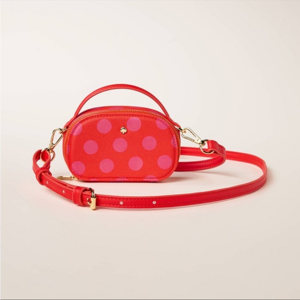 Kate Spade Red and Pink Crossbody Bag with Polka Dots